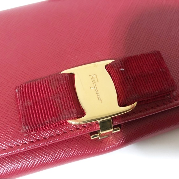 Authentic Salvatore Ferragamo Red Colour Leather Long Wallet Purse - Picture 9 of 15